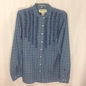 Orvis Women's Shirt Blouse Plaid Long Sleeve Size Medium